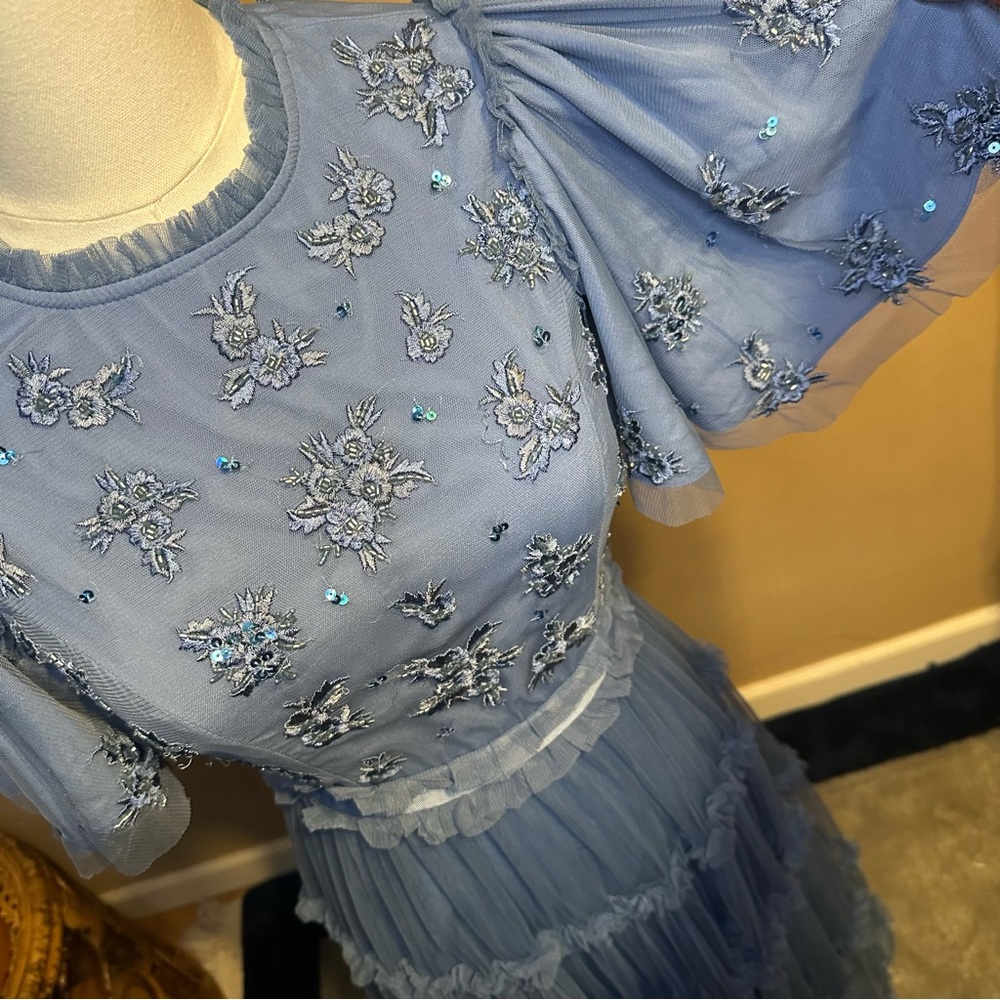 Ivy City Co Blue Embroidered ruffled Dress - Picture 3 of 6